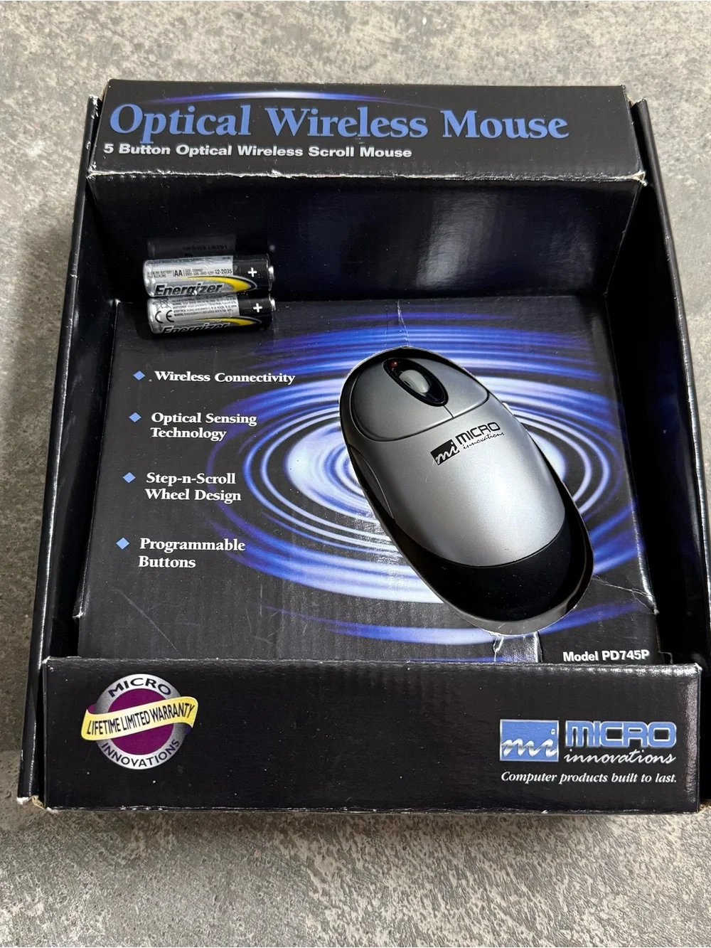 NOS Micro Innovations PD745P Optical Wireless Mouse Windows XP